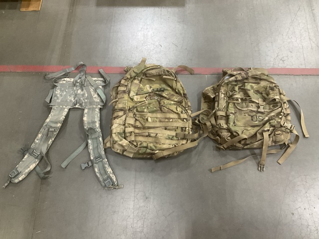 (34) Enhanced Frame Shoulder Straps, (19) Assault Packs & Assorted Items