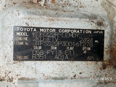 2016 Toyota Hiace 4x2 15-Seat Mini Bus