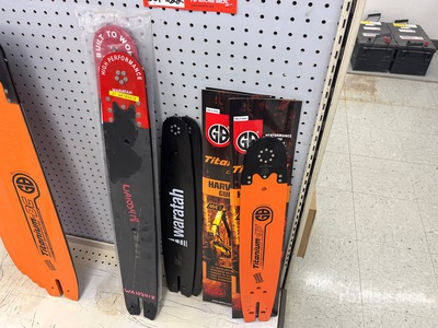 Quantity of (4) Waratah Harvester Bars and (3) Titanium XV Harvester Guide Bars (Unused)