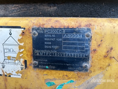 2011 Komatsu PC200LC-8 Escavatore cingolato