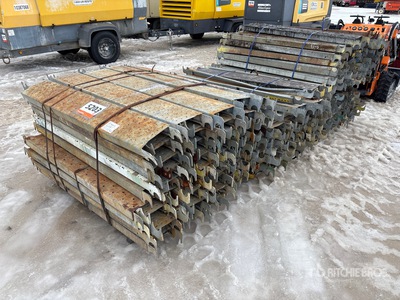 Quantity of (132) Pallets of 5 ft long steel hooks and planks Gerüst