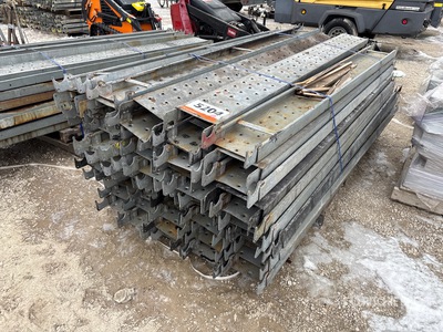 Quantity of (42) Pallets of 8 ft Long Steel Hook Planks Gerüst