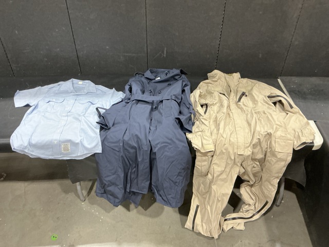 (57) Men's Shirts, (5) Fuel Handler's Coveralls & Assorted Items