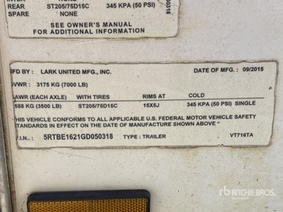 2016 Lark VT716TA 16 ft T/A Enclosed Trailer