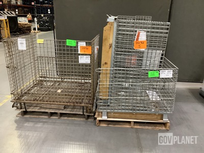 (3) Uline H-2090 Wire Container Commercial Storage Racks