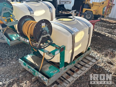 Lesco Spray Rig Skid mounted tank with power hose reel