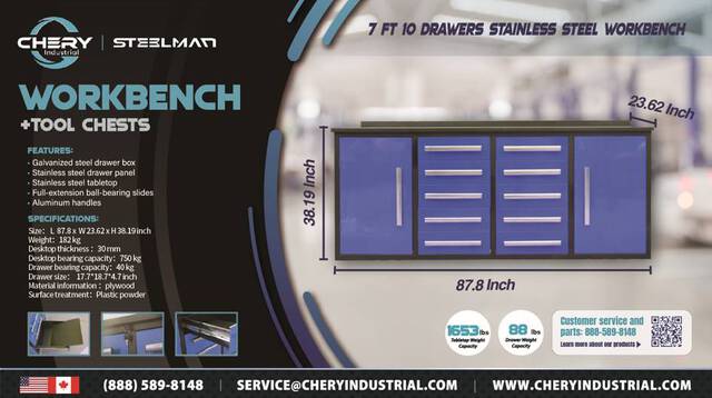 Steelman 7FT-10D-2 Tool Cabinet (Unused)