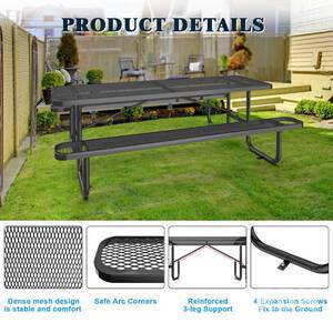 Chery Industrial 6ft rectangle outdoor picnic table Black (Unused)