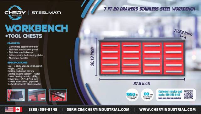 Steelman 7FT-20D Tool Cabinet (Unused)