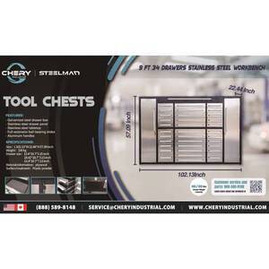 Steelman Work Bench 9FT-34D Stainless Steel (Unused)
