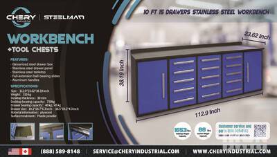 Steelman 10FT-15D-2 Work Bench Blue (Unused)