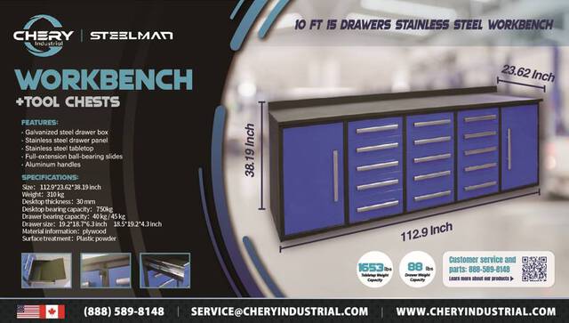 Steelman 10FT-15D-2 Tool Cabinet (Unused)