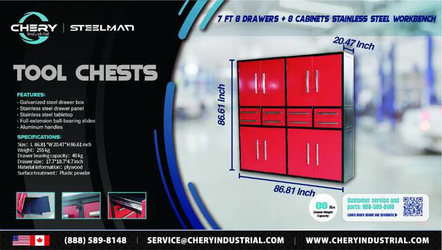 Steelman 7FT-8D Tool Cabinet (Unused)