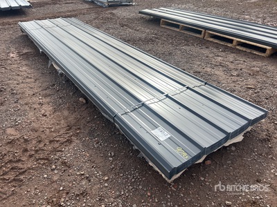 Quantity of 12 ft Black Metal Roofing (Unused)
