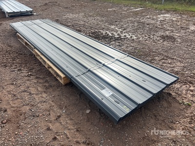 Quantity of 12 ft Black Metal Roofing (Unused)