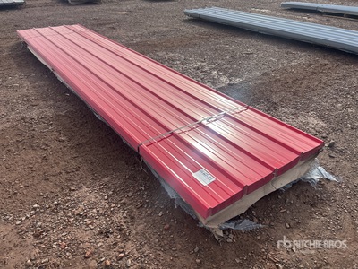 Quantity of 14 ft Red Metal Roofing (Unused)