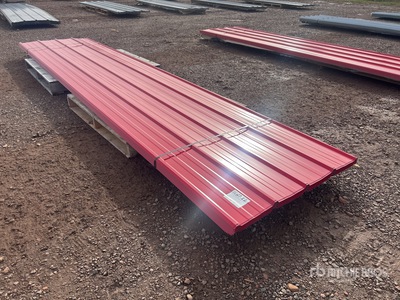 Quantity of 14 ft Red Metal Roofing (Unused)