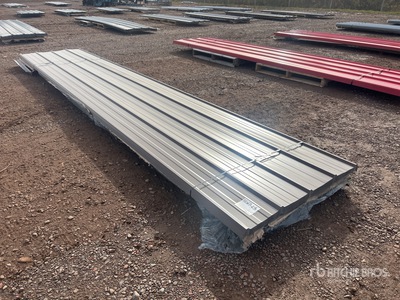 Quantity of 16 ft Brown Metal Roofing (Unused)