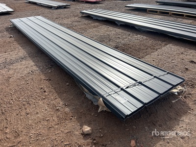 Quantity of 16 ft Black Metal Roofing (Unused)