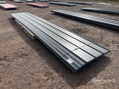 Quantity of 16 ft Black Metal Roofing (Unused)