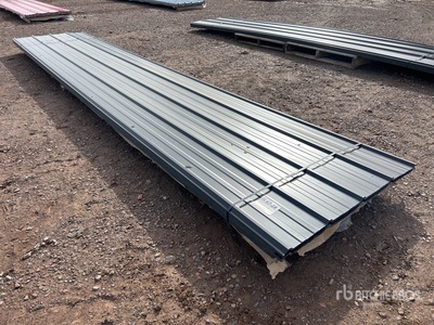 Quantity of 16 ft Black Metal Roofing (Unused)