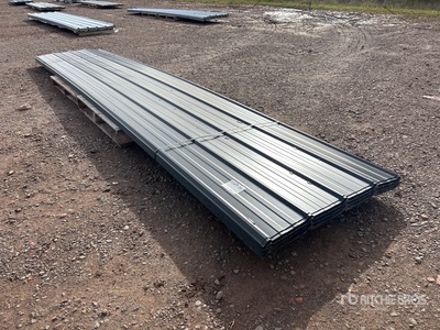 Quantity of 16 ft Black Metal Roofing (Unused)