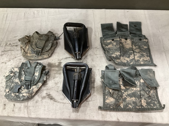 (53) Entrenching Tools, (125) Canteen Pouches & (84) Bandoleer Ammo Pouches (53) Entrenching Tools, (125) Canteen Pouches & (84) Bandoleer Ammo Pouches