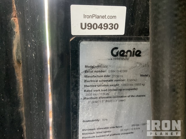 ELEVADOR TIJERA 2015 GENIE GS3384RT