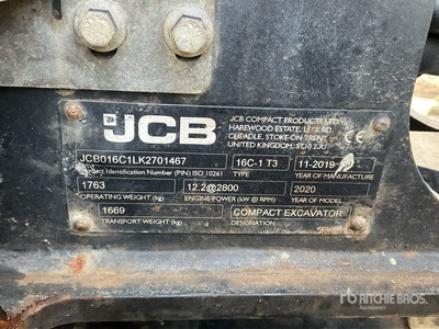 2020 JCB 16C-1 Tracked Excavator