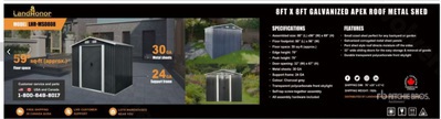 2025 Landhonor LHR-MS0808 8 ft x 8 ft Metal Shed (Unused)