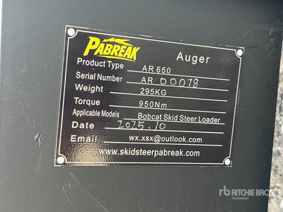 2025 PABREAK AR650 Skid Steer Auger (Unused)