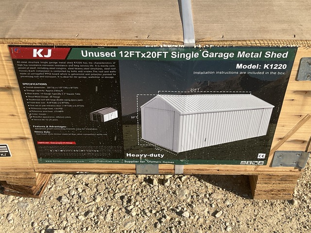 KJ K1220 Single Garage Metal Shed - Unused