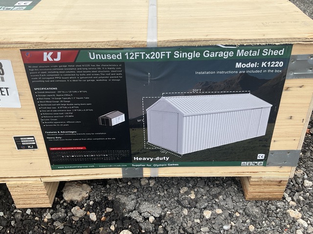 KJ K1220 Single Garage Metal Shed - Unused KJ K1220 Single Garage Metal Shed - Unused