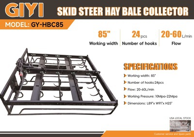 2025 GIYI GY-HBC85 85 in Skid Steer Hay Bale Collector (Unused)