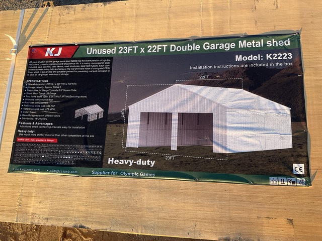 KJ K2223 Double Garage Metal Shed - Unused