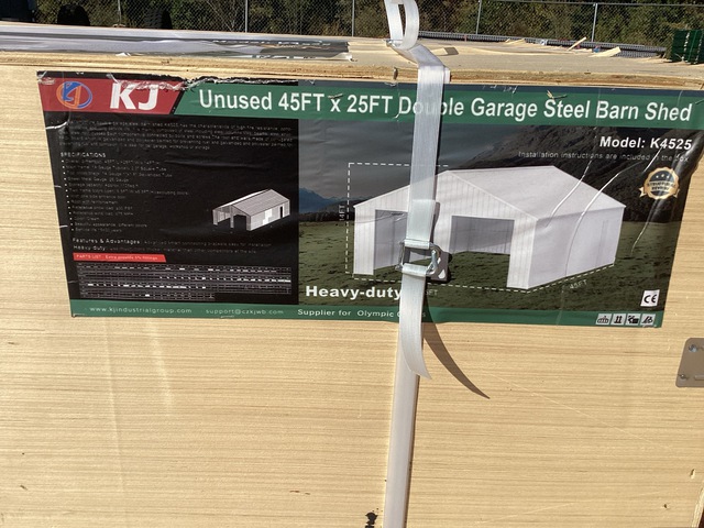 KJ K4525 Double Garage Steel Barn Shed - Unused