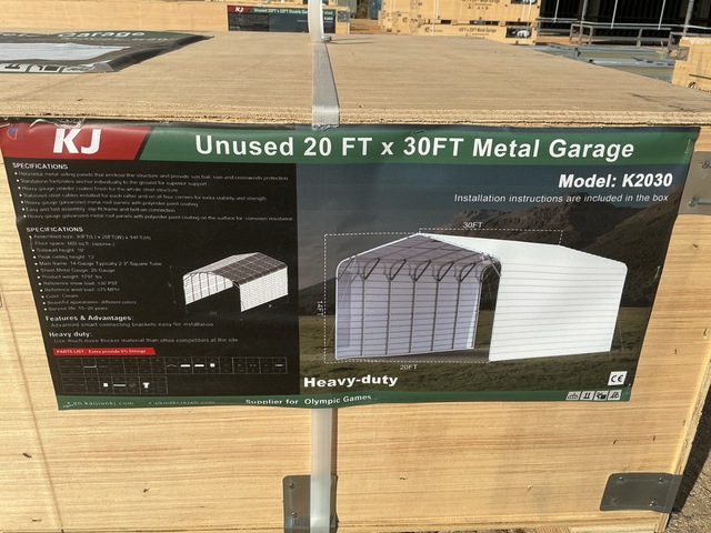 KJ K2030 Metal Garage - Unused KJ K2030 Metal Garage - Unused