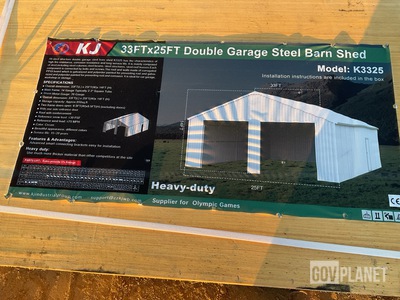 KJ K3325 Double Garage Steel Barn Shed - Unused