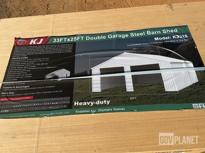 KJ K3325 Double Garage Steel Barn Shed - Unused
