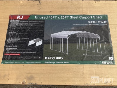KJ K4020 Steel Carport Shed - Unused