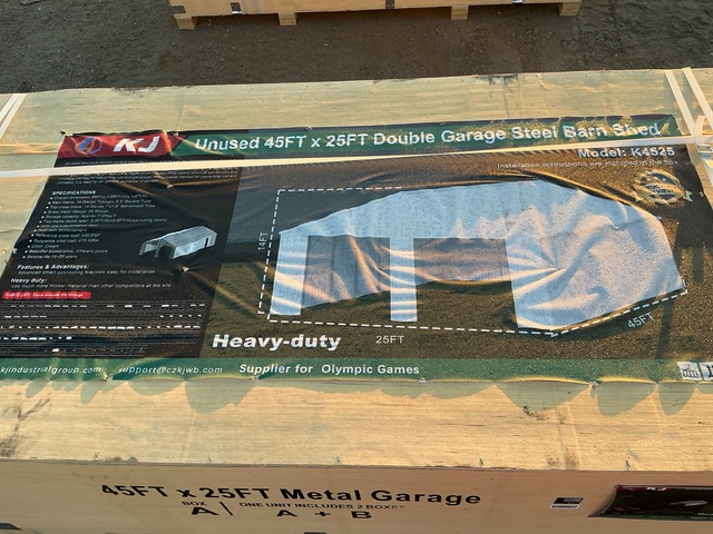 KJ K4525 Double Garage Steel Barn Shed - Unused