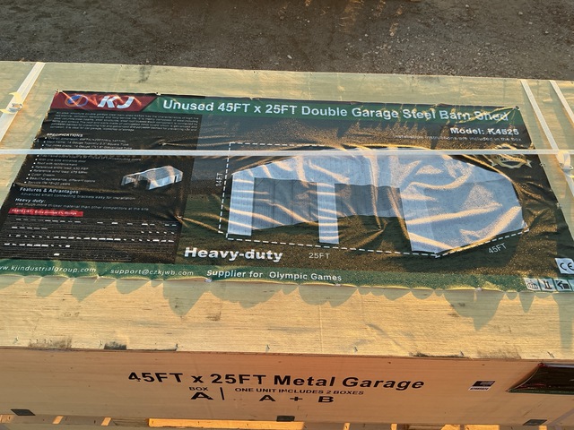 KJ K4525 Double Garage Steel Barn Shed - Unused