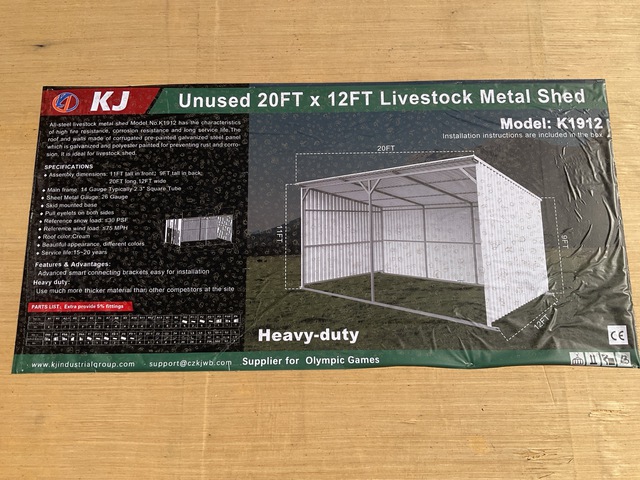 KJ K1912 Livestock Metal Shed - Unused