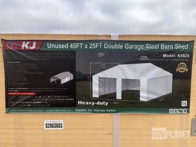 KJ K4525 Double Garage Steel Barn Shed - Unused