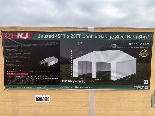 KJ K4525 Double Garage Steel Barn Shed - Unused