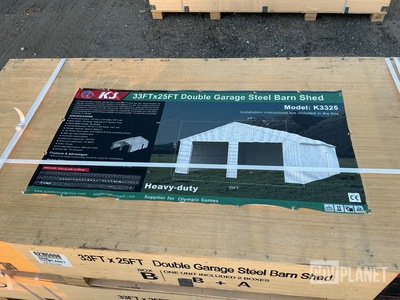 KJ K3325 Double Garage Steel Barn Shed - Unused