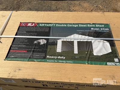 KJ K3325 Double Garage Steel Barn Shed - Unused