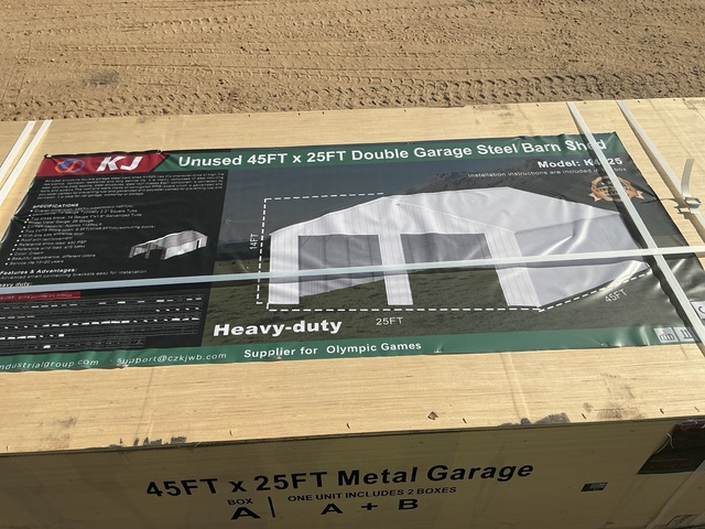 KJ K4525 Double Garage Steel Barn Shed - Unused