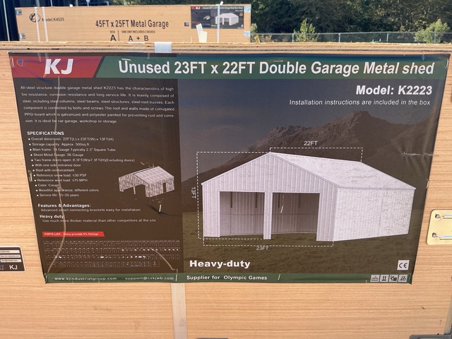 KJ K2223 Double Garage Metal Shed - Unused