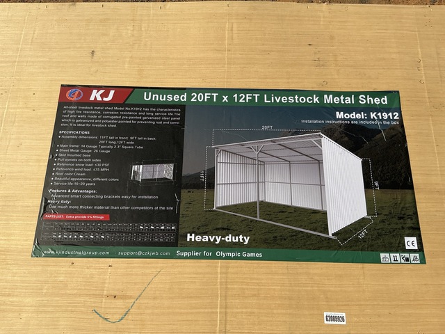 KJ K1912 Livestock Metal Shed - Unused